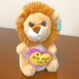 Hug Me Lion With Heart Wild About You Plush Stuffed Animal.
